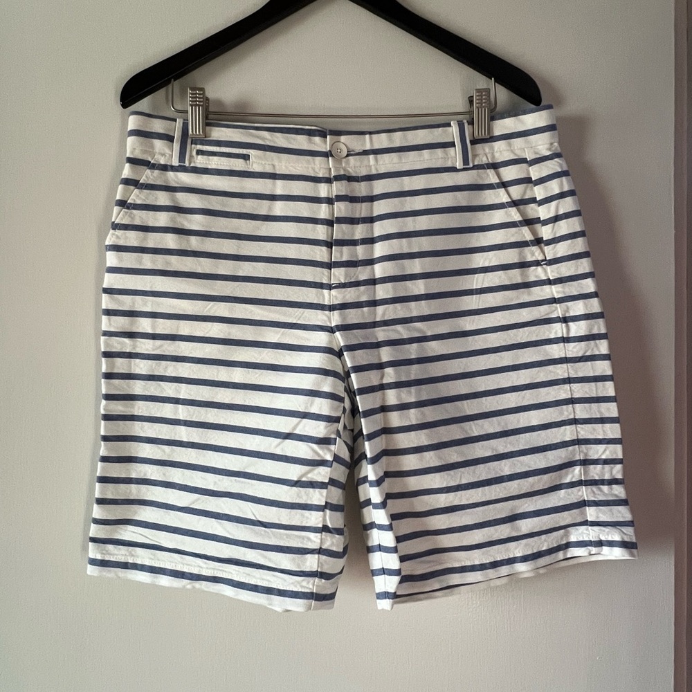 GAP White and Blue Striped Cotton Shorts. US 10.